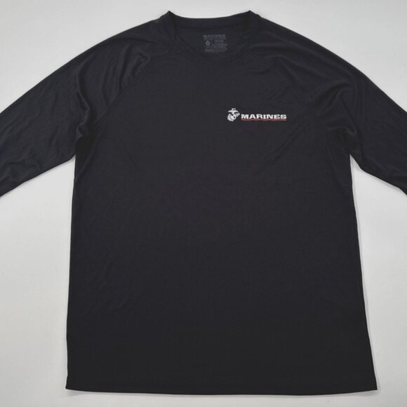 US Marines Shirt Mens Medium Black Long Sleeve Performance Running Gym USA Made - Picture 1 of 10
